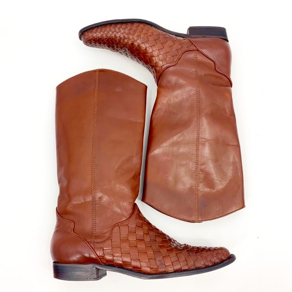 Unisa Shoes - Vintage Basket Weaved Leather Riding Boots